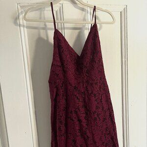 Lulus One Wish Burgundy Lace Midi Dress Size M